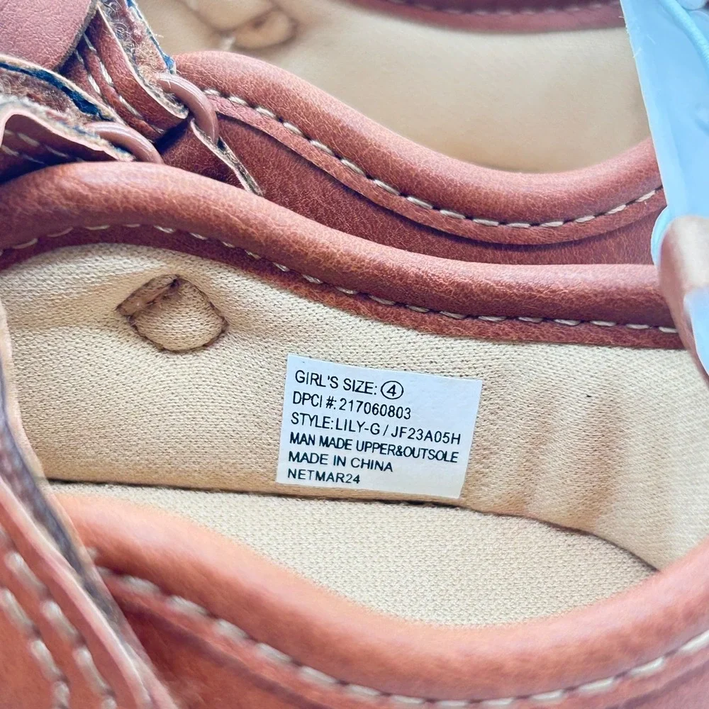 NEW‎ Carter's Lily-G Girls Toddler 4 Brown Walking Shoes Bow Accent First Shoes